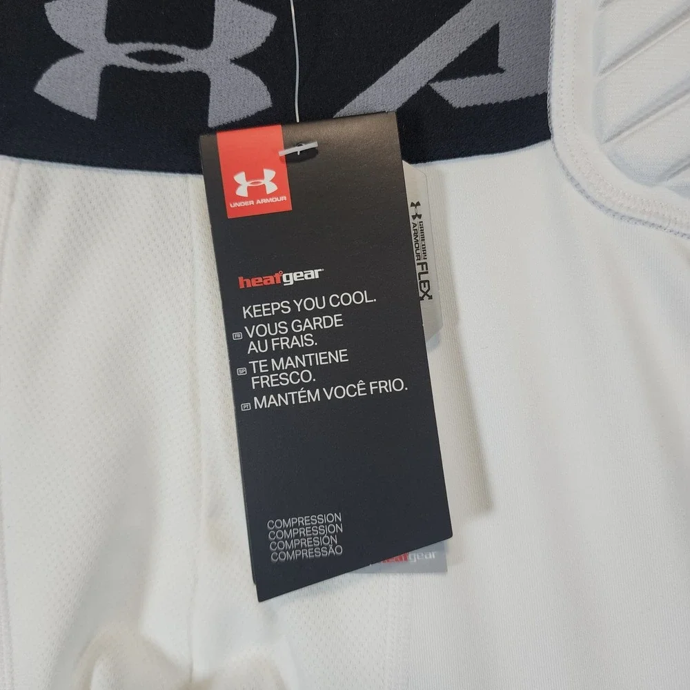 Under Armour Compression Padded Shorts Men XL White HeatGear Football Tights NWT